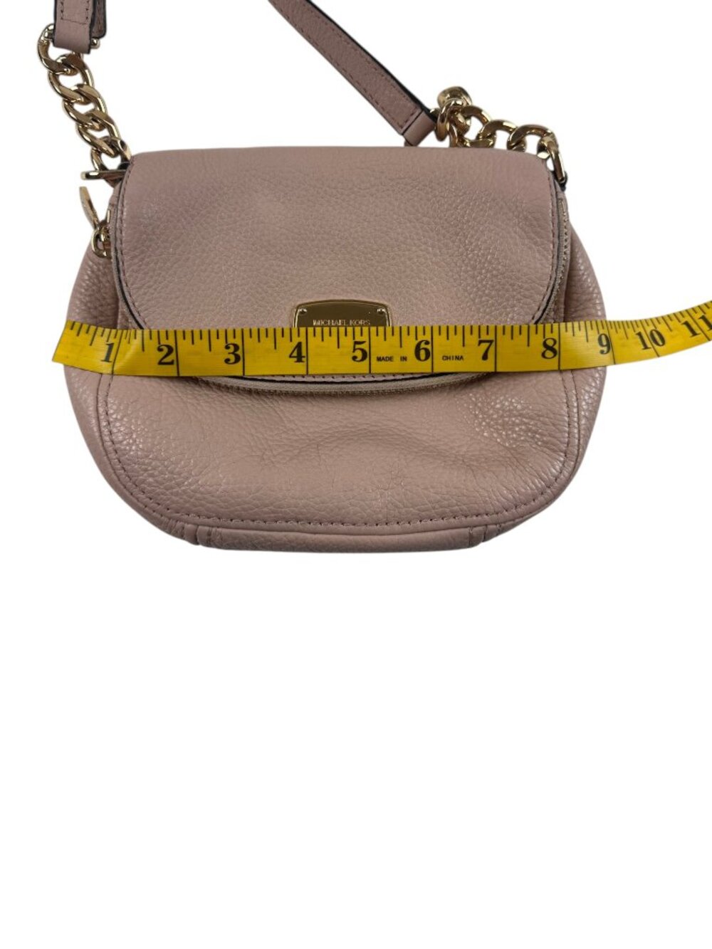 MICHAEL KORS Blush Pink Pebbled Leather Bedford Crossbody Bag Purse - Picture 10 of 11